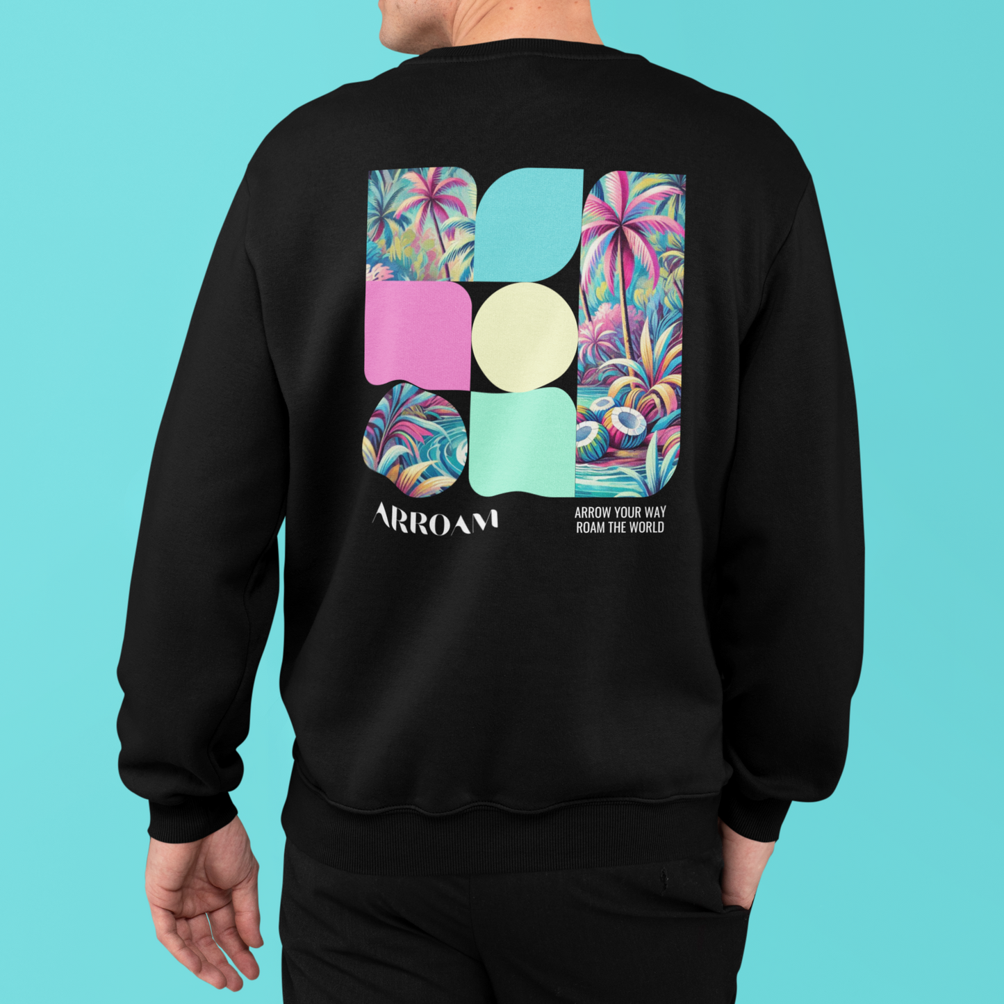 ARROAM The Sweatshirt Black Tropical Escape Back